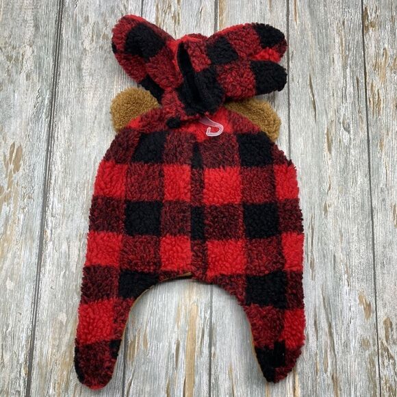 Toddler Boys Plaid Faux Sherpa Hat & Mittens 2-Piece Set - Picture 5 of 5